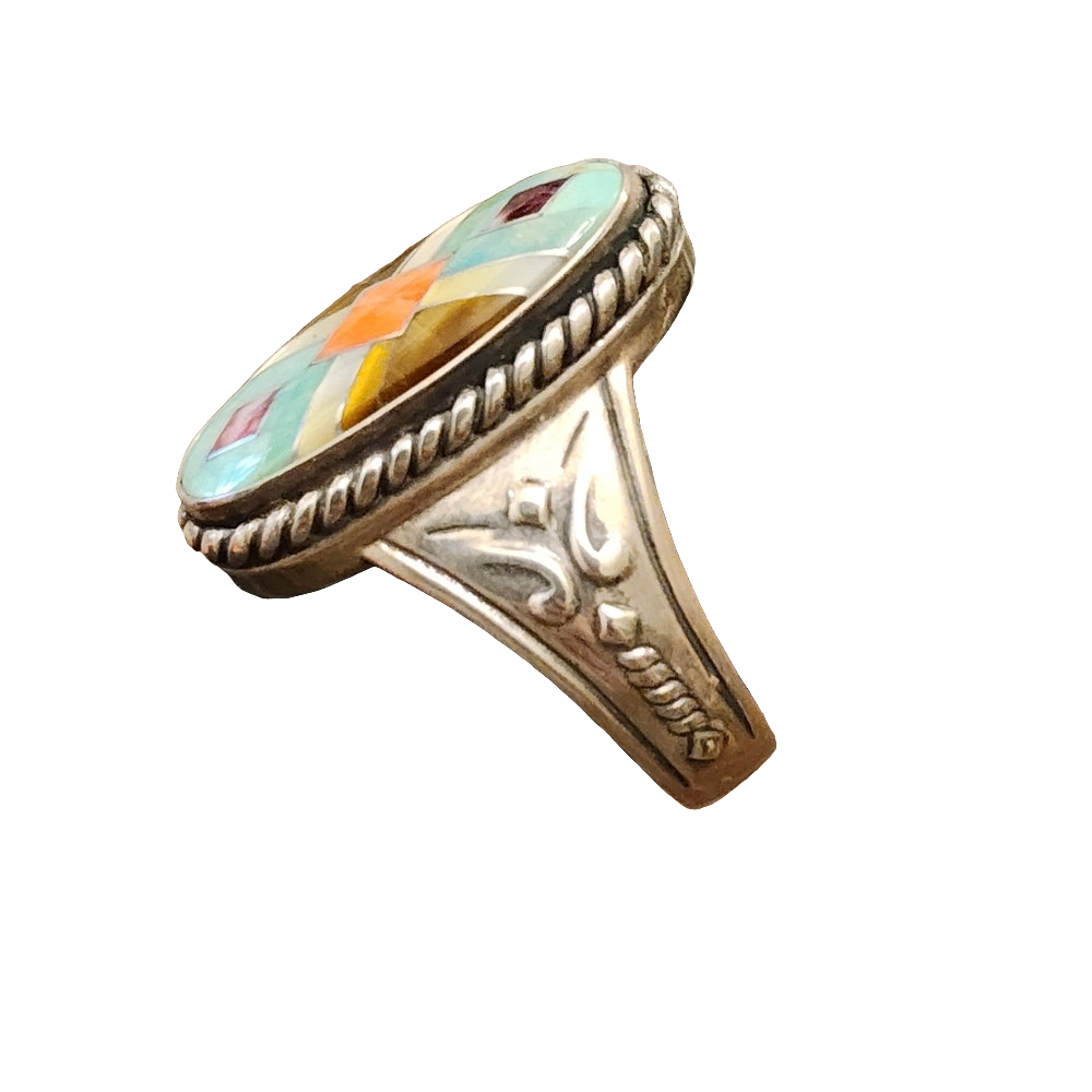 Carolyn Pollack Relios Sterling silver jewelry  ring size 10 inlay turqu…