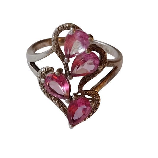 Sterling silver with pink rhodolite ring size 8.5 by the genuine gemston…