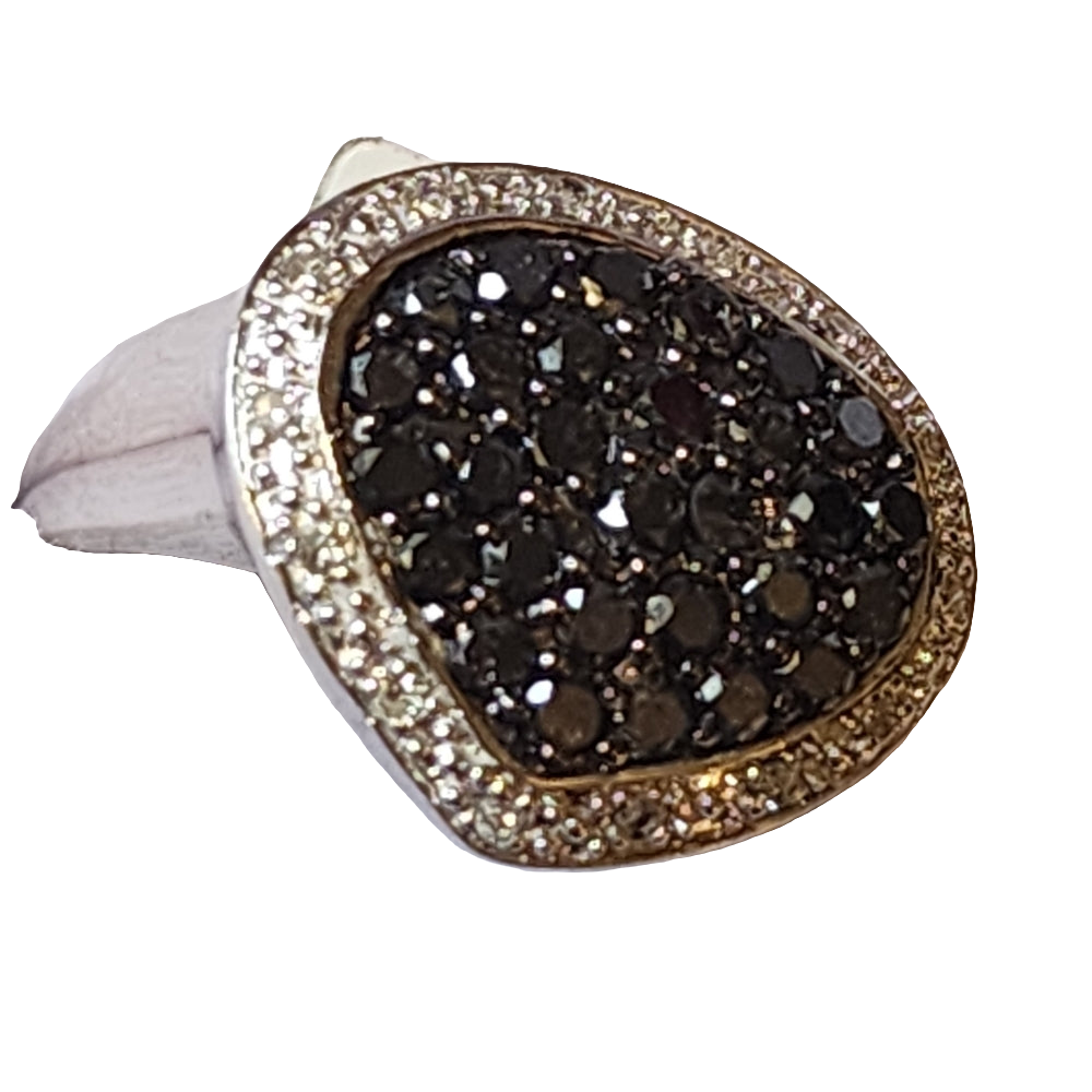 10k karat white gold black and clear diamond ring size 6 retails for ove…