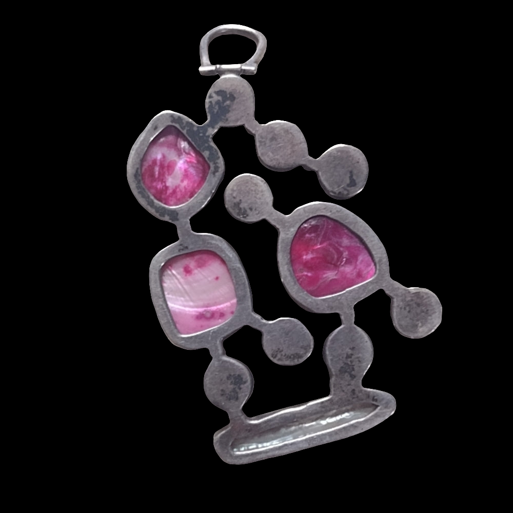 One of a kind sterling silver pendant with real pearls and pink mother of pearl