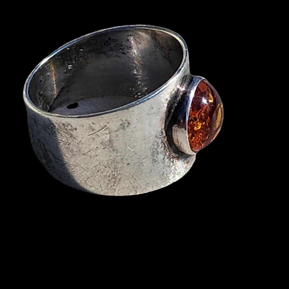 Vintage sterling silver baltic amber ring size 9.5 Sweden Finland Baltic…