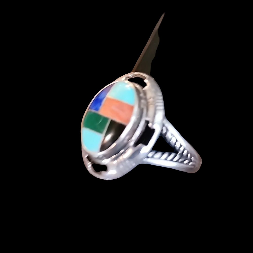 Carolyn Pollack Relios jewelry multi inlay sterling silver ring size 8 d…