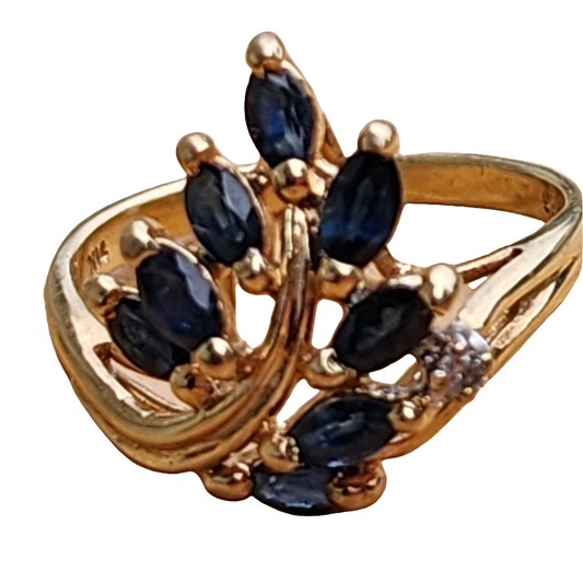 14k yellow gold Diamond sapphire ring size 6 great investment