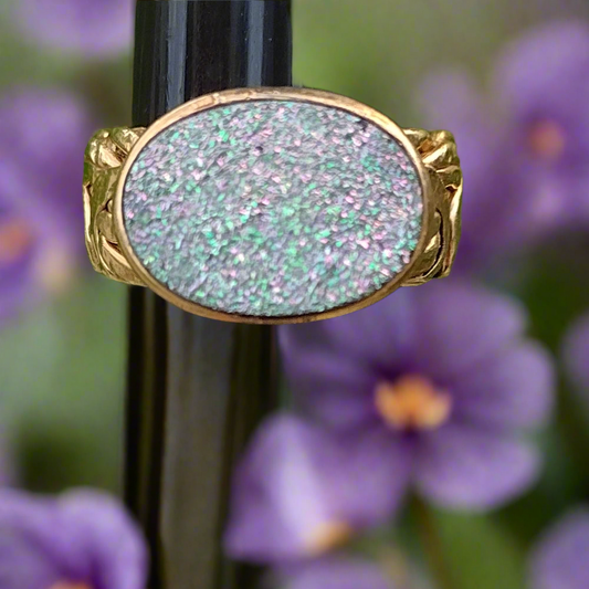 Sterling silver gold vermeil druzy quartz ring size 5.25 made in Turkey jewelry