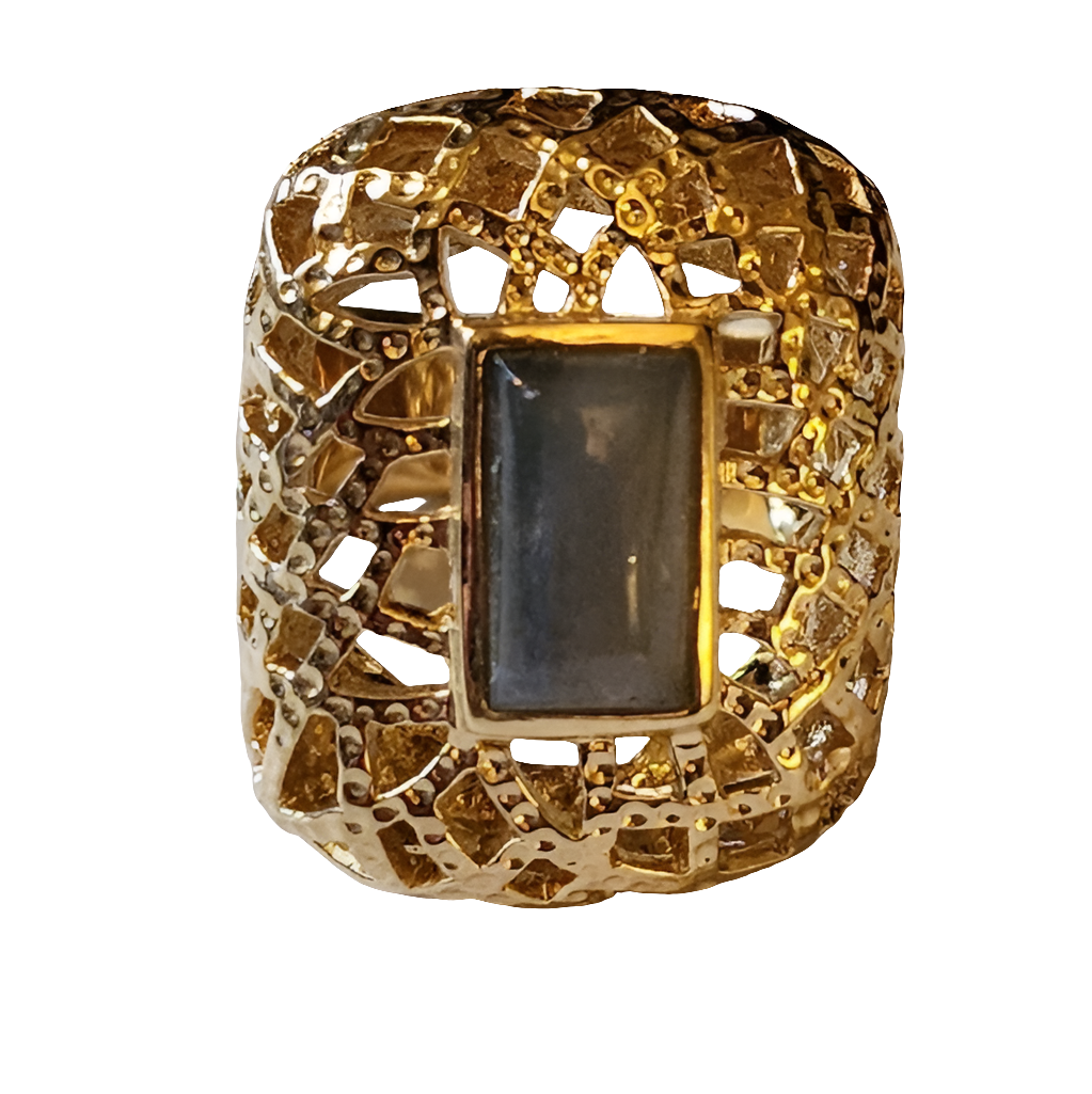 Ballezze Gold tone statement ring chunky size 9
