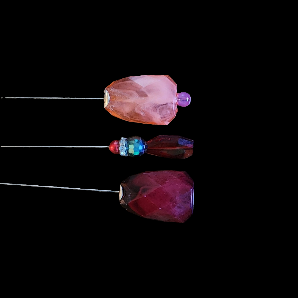 Hatpins Hat pin lot bundle of 3 ooak made with vintage beads mixed media jewelry