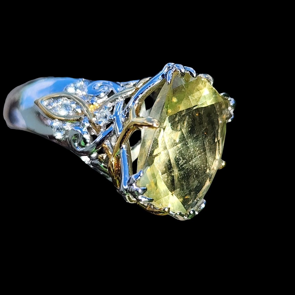 Michael Valitutti Sterling silver ring size 7.75 yellow & clear gemstones chunky