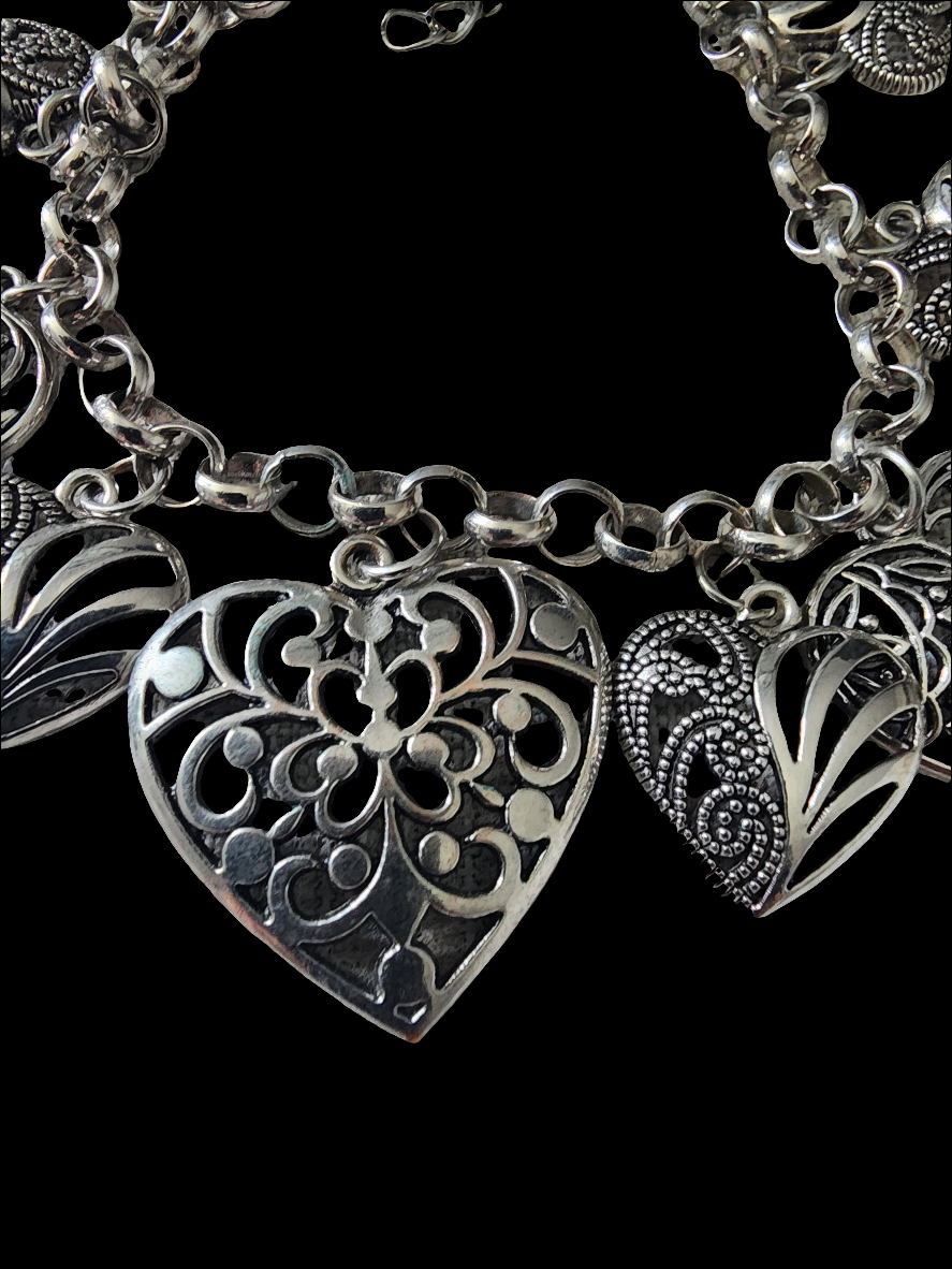 Heart Charm bracelets with silver toned hearts