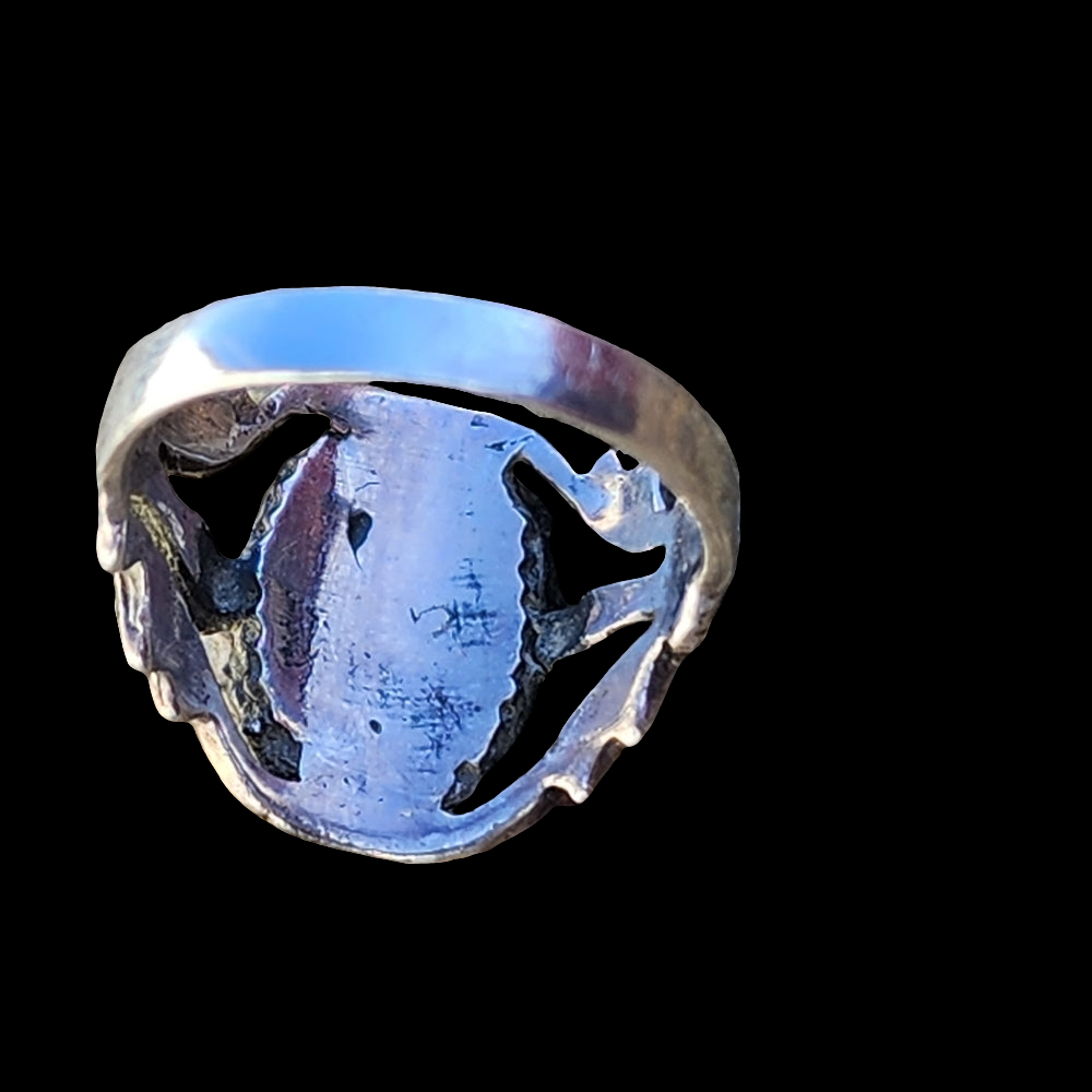 Size 7.5 vintage Native American sterling silver inlay ring fine jewelry