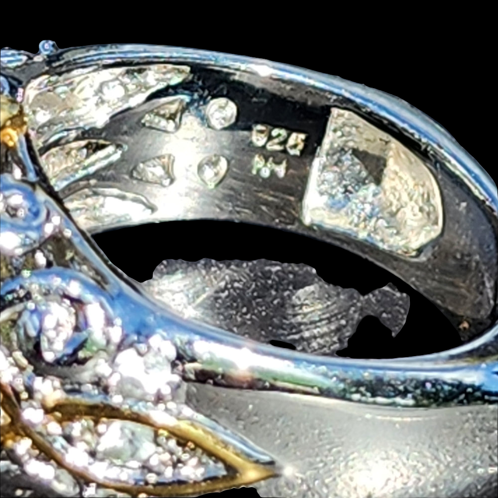 Michael Valitutti Sterling silver ring size 7.75 yellow & clear gemstones chunky