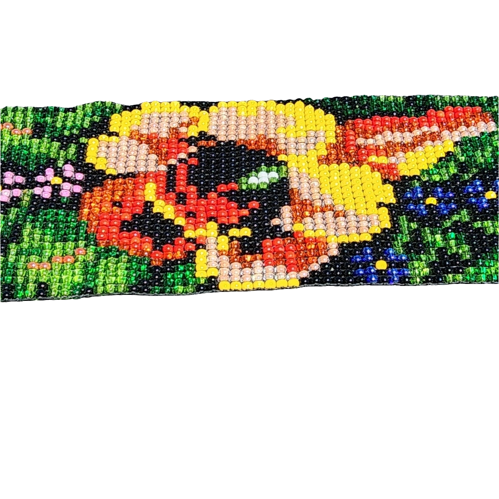 Handmade beaded bracelet flower floral design fashion costume jewelry