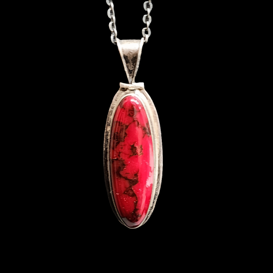 Vintage Sterling silver necklace with Mexican silver long red pendant jasper?