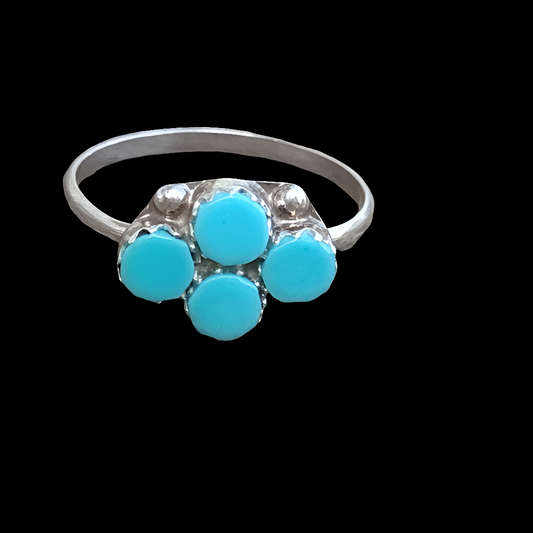Sterling silver blue turquoise color stones ring size 6.75