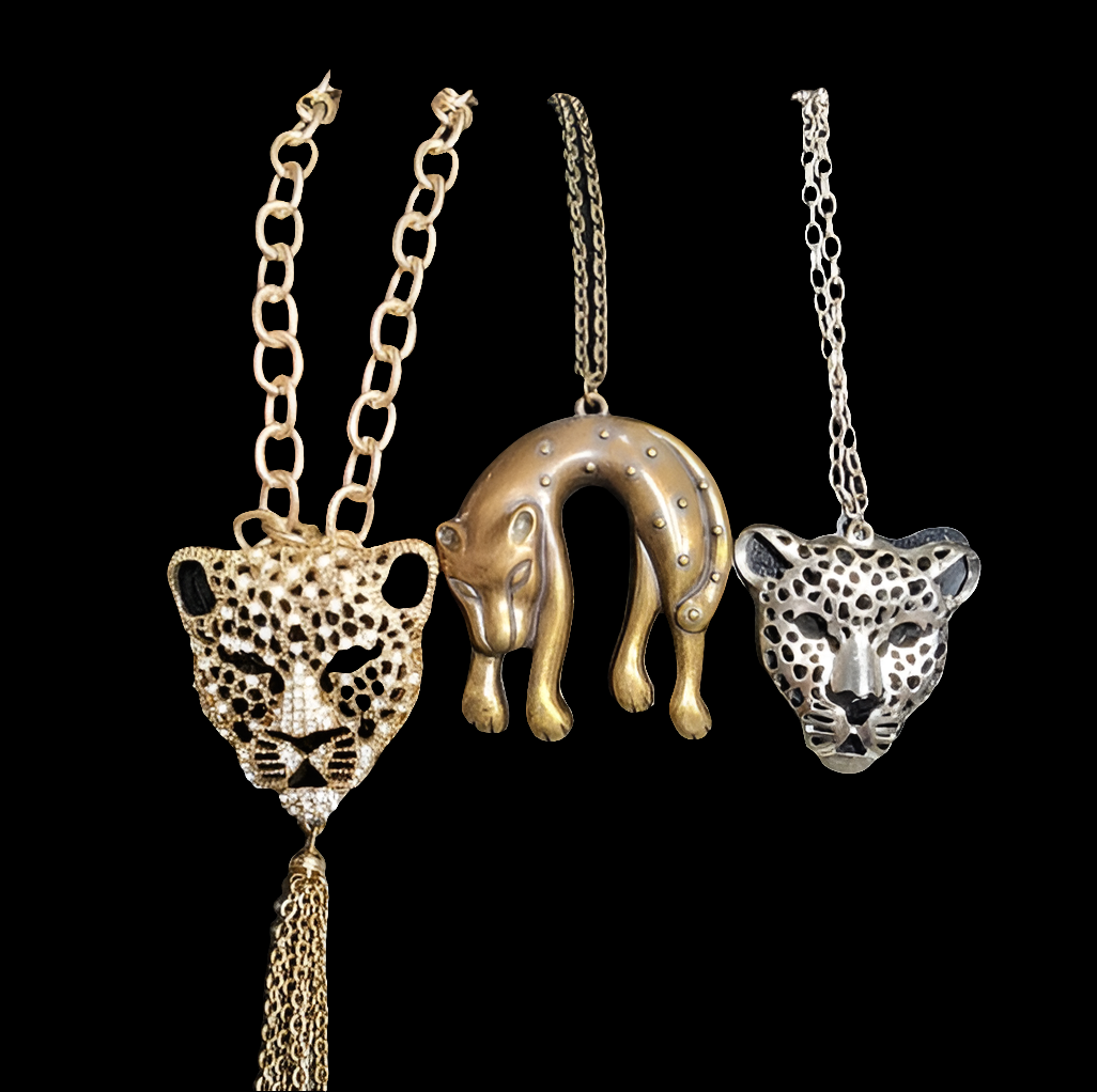 Cheetah jaguar leopard head long long pendant necklaces Is lot fashion jewelry