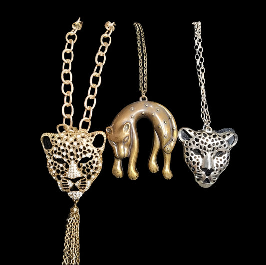 Cheetah jaguar leopard head long long pendant necklaces Is lot fashion jewelry