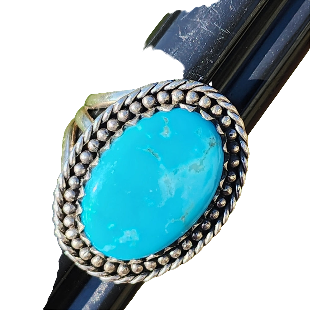Native American sterling silver blue turquoise ring size 9 Fine Jewelry