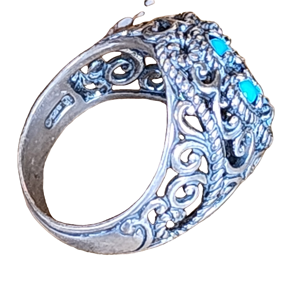 Sterling Silver Carolyn Pollack Relios Sleeping Beauty Turquoise ring si…