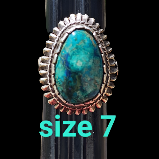 Vintage sterling silver Native American turquoise ring size 7 Robin egg blue