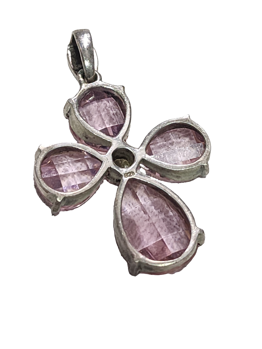 Sterling silver pink cross pendant