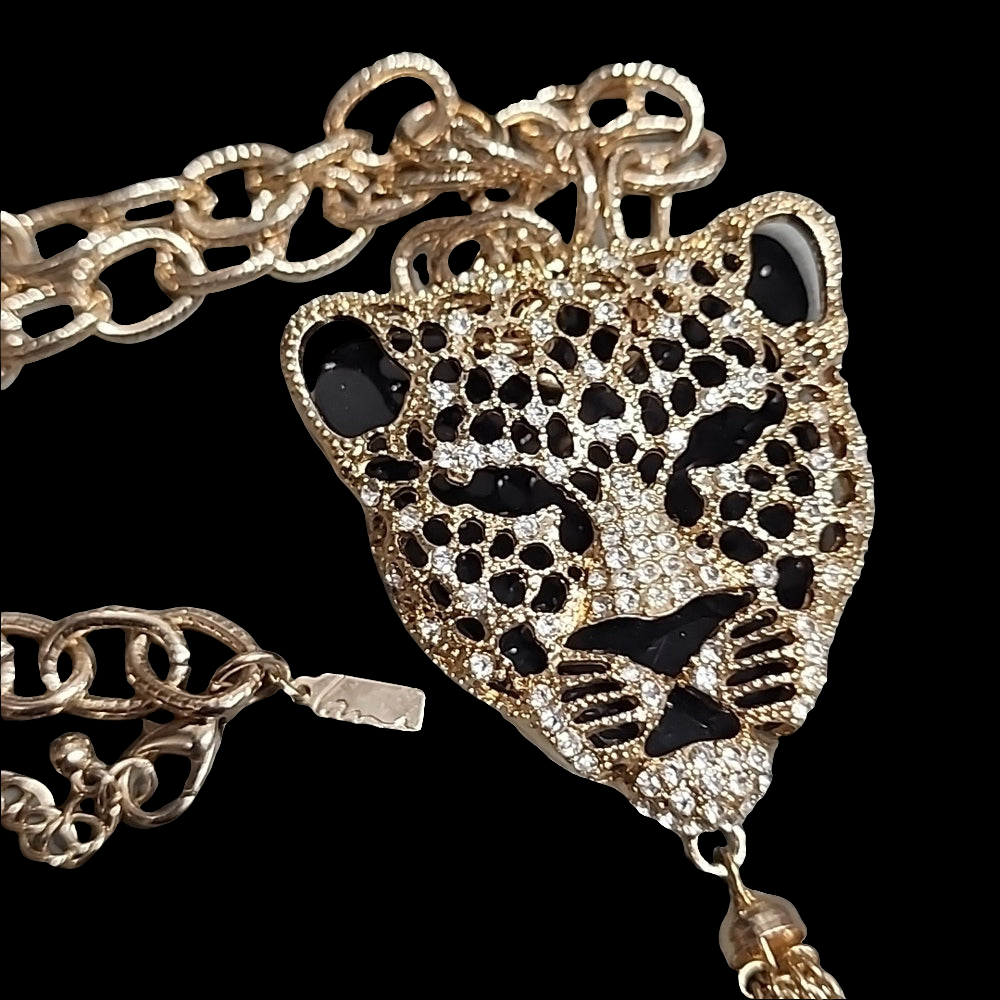 Cheetah jaguar leopard head long long pendant necklaces Is lot fashion jewelry