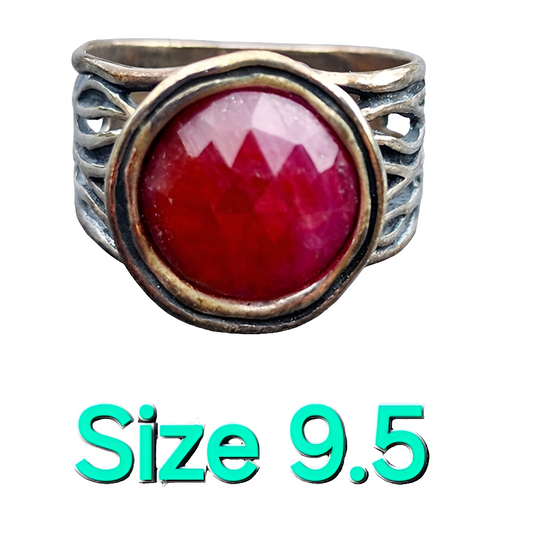 PZ israel Sterling silver red Garnet layered  ring size 9.5. fine jewe…