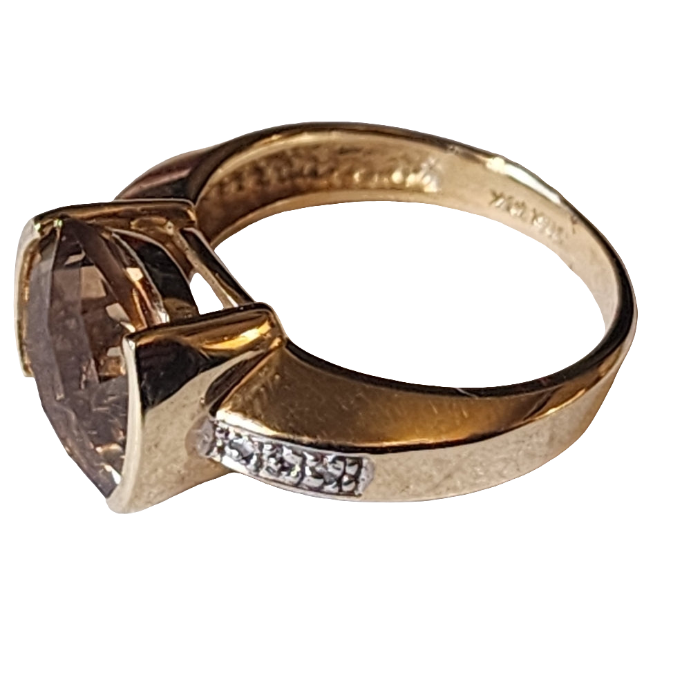 Quality JCR 10k  karat yellow gold smoky quartz ring size 6.75