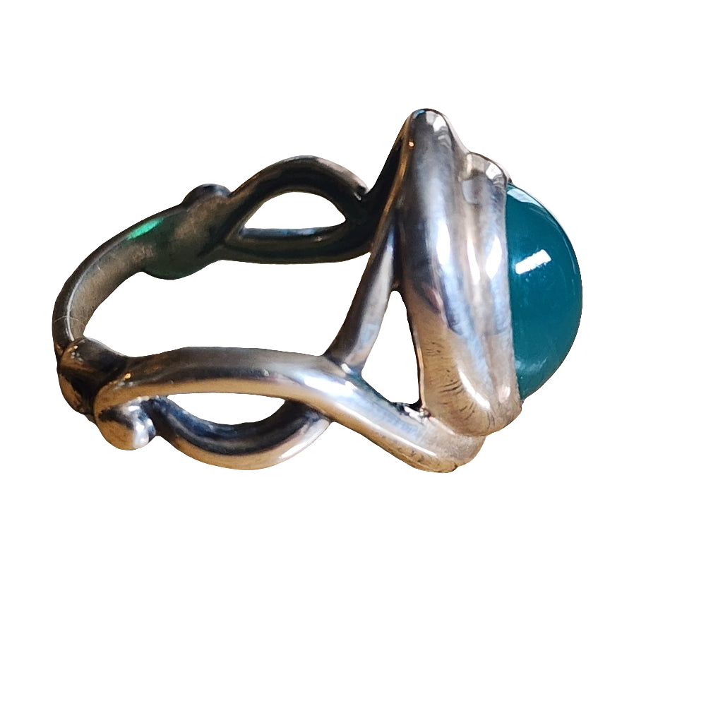 Carolyn Pollack Relios Sterling silver ring sz 10 apple green agate fine jewelry