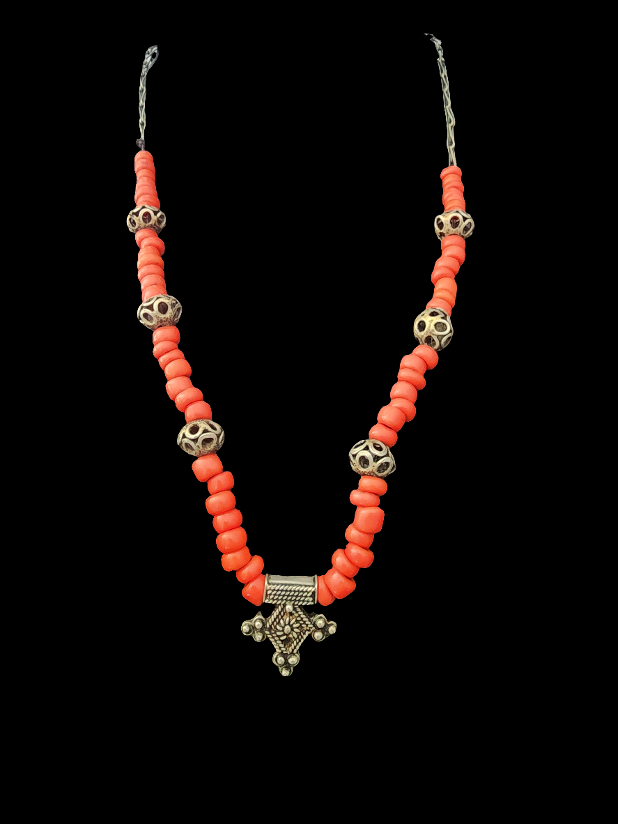 Moroccan red coral Boghdad Necklace unique jewelry