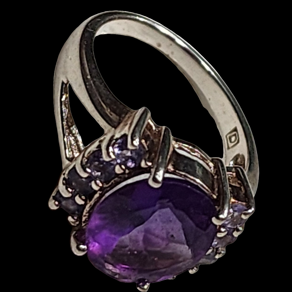 Sterling silver ring with purple amethyst type Stone size 6.5