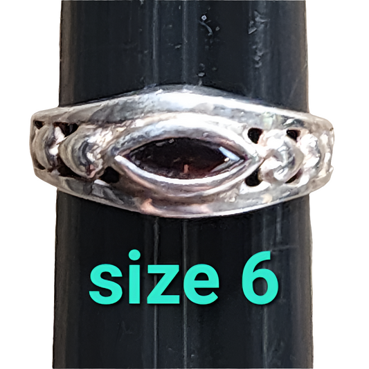 Sterling silver ring with red stone size 6