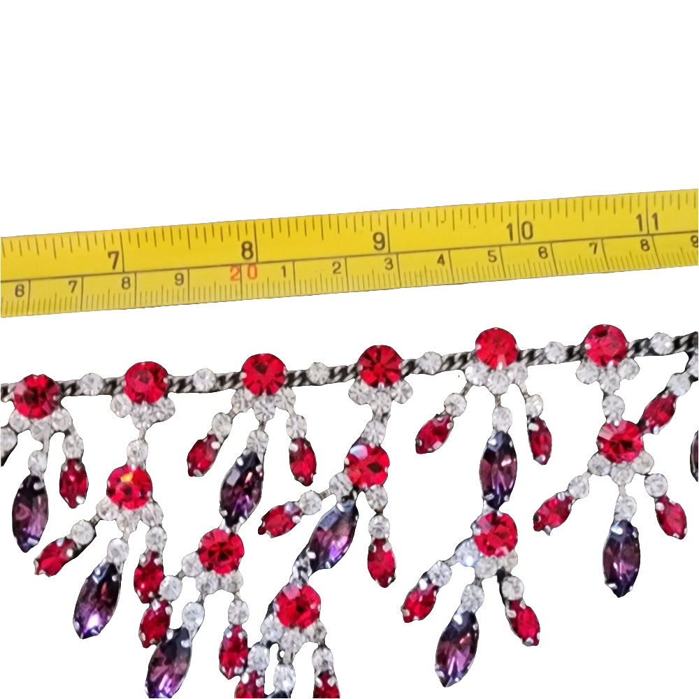 Lot of vintage rhinestone costume jewelry necklaces blue and red