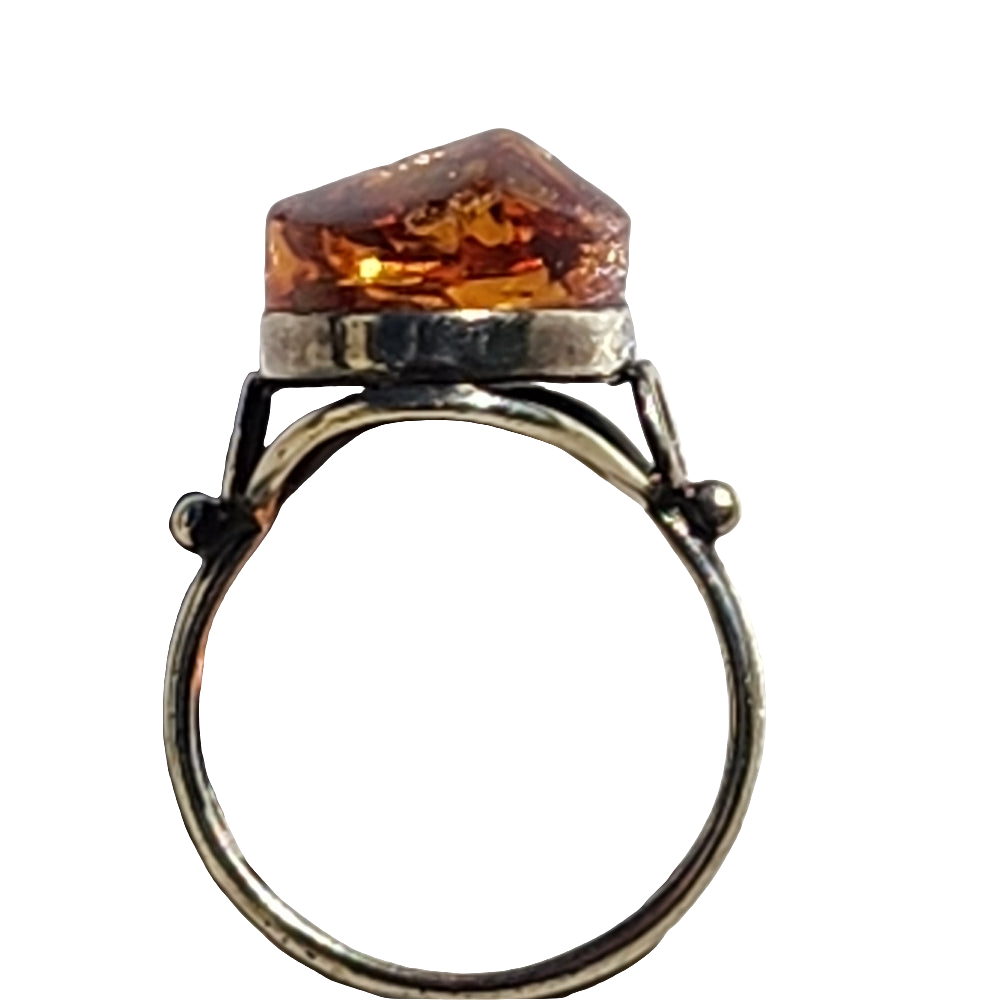 Sterling silver baltic amber ring size 6.5 Finland Sweden Maker's Mark S…