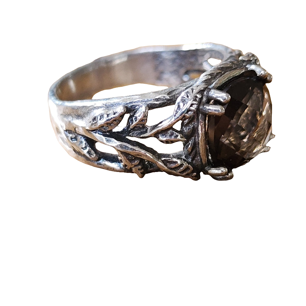 PZ israel Sterling silver Smokey quartz ring size 10 fine jewe…