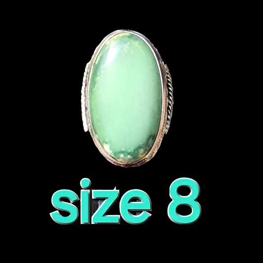 Sterling silver Native American green stone ring size 8 fine jewelry