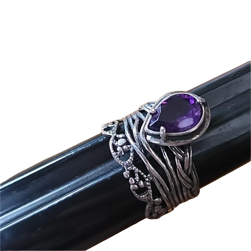 PZ israel Sterling silver amethyst layered look ring size 10 fine jewe…