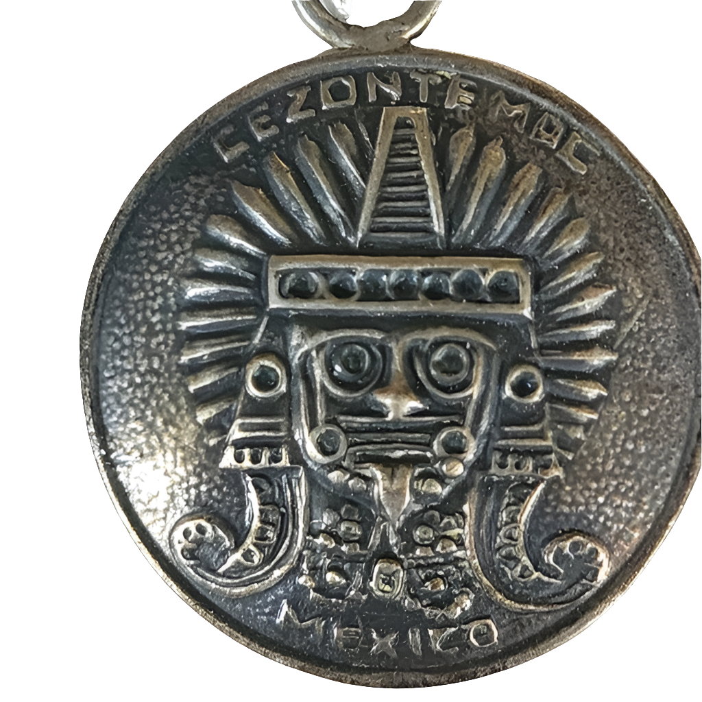 Sterling silver Aztec deity pendant Mexican silver