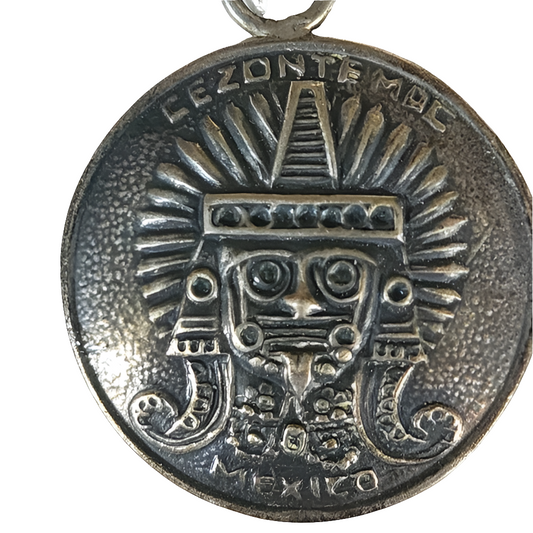 Sterling silver Aztec deity pendant Mexican silver