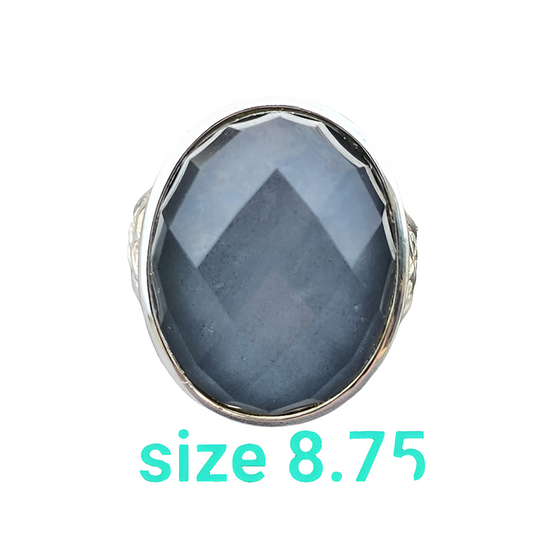 Whitney Kelly Double faceted sterling silver ring size 8.75 unisex