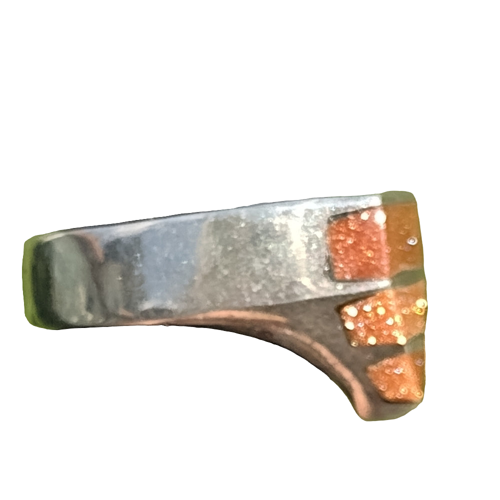 Vintage Mexican sterling silver ring inlay goldstone size 10 unisex jewelry