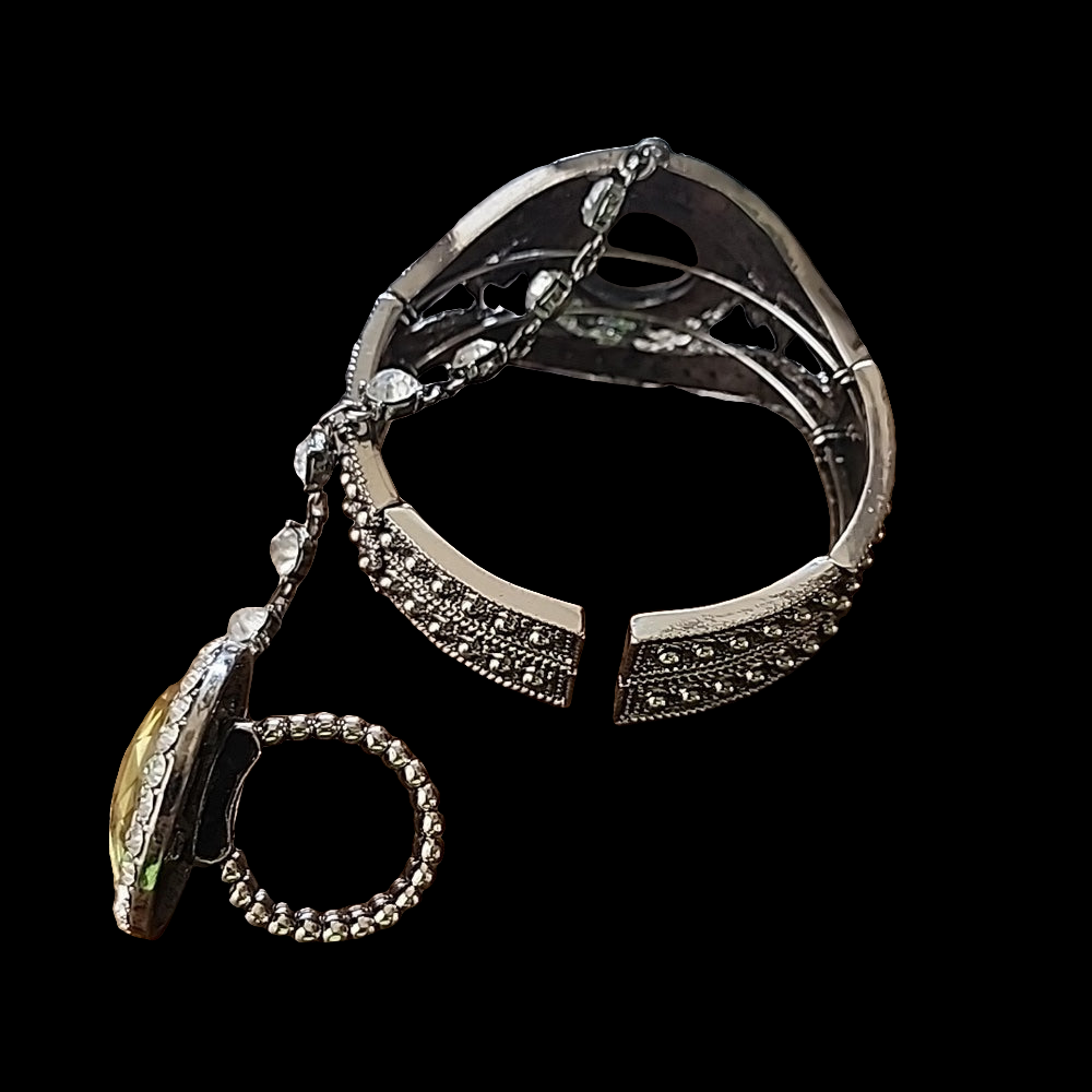 Vintage inspired bracelet ring set rhinestone fashion costume jewelry