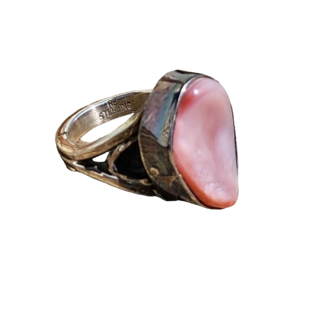 Native American sterling silver ring with mother of pearl artist signed …