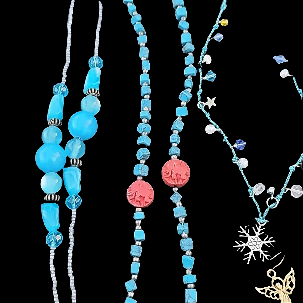 Bundle lot Turquoise Blue colors mixed media bracelets Necklaces Angel earrings