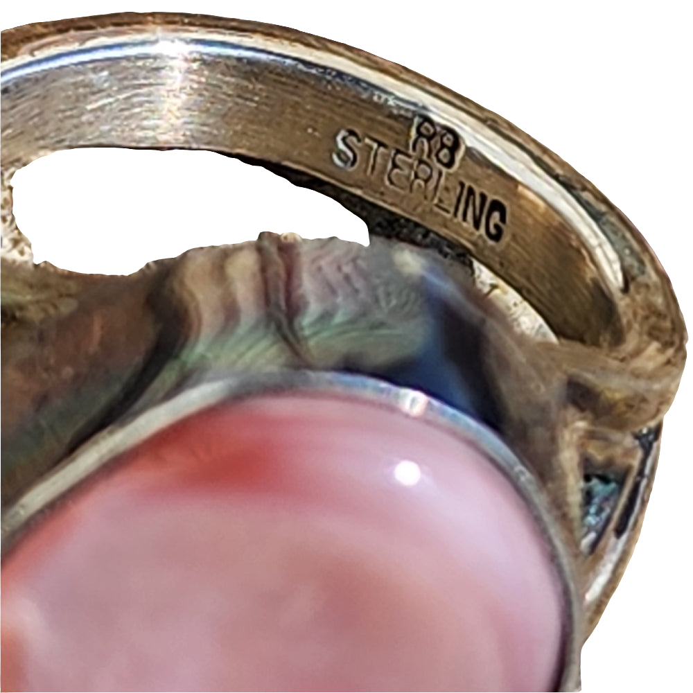 Native American sterling silver ring with mother of pearl artist signed …