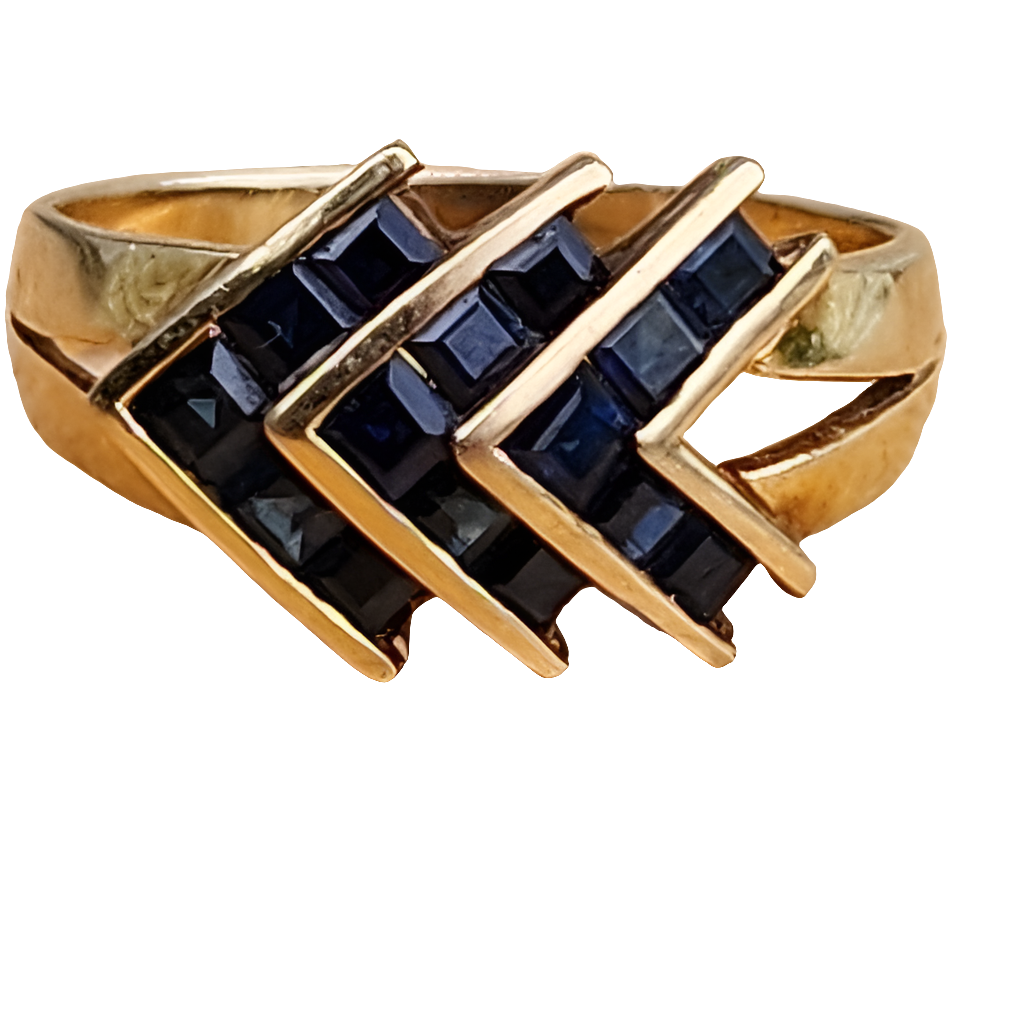 14k gold  blue sapphire ring size 6.5 wedding anniversary promise