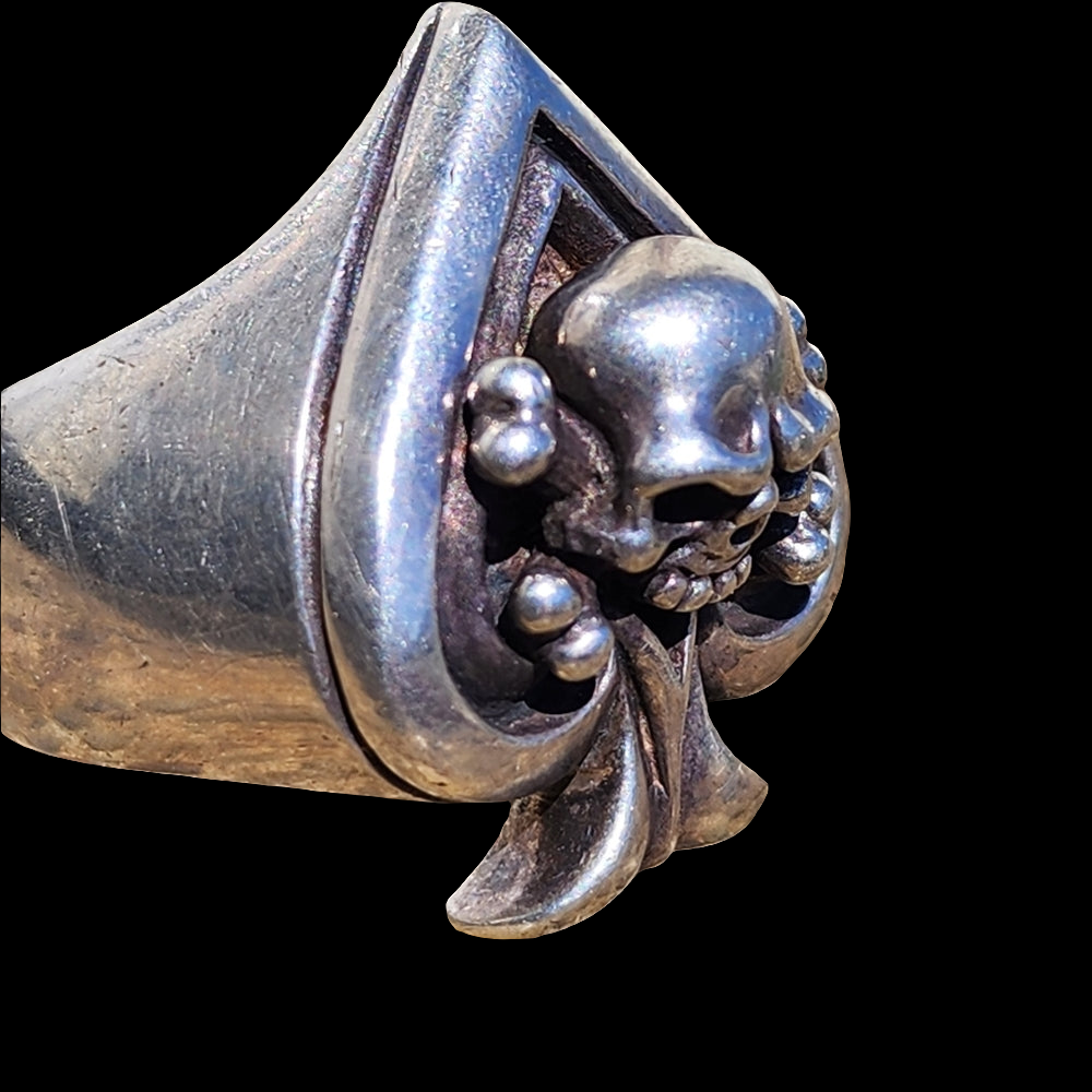 Sterling silver Ace of Spades skull ring size 12.5 very heavy and quality