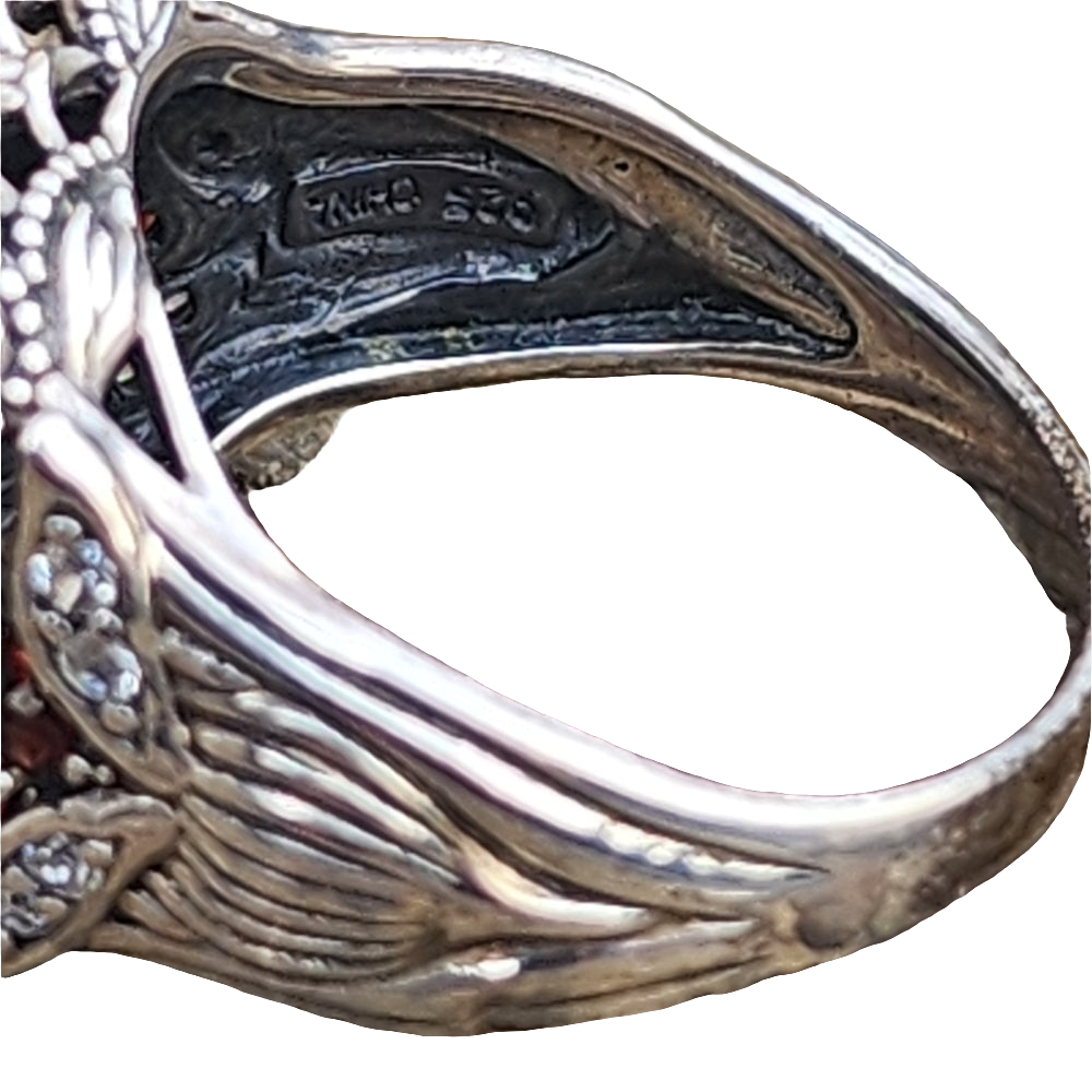 Vintage Sterling Silver Designer JOY Jewelers diamond ruby ring sz 8 jewelry
