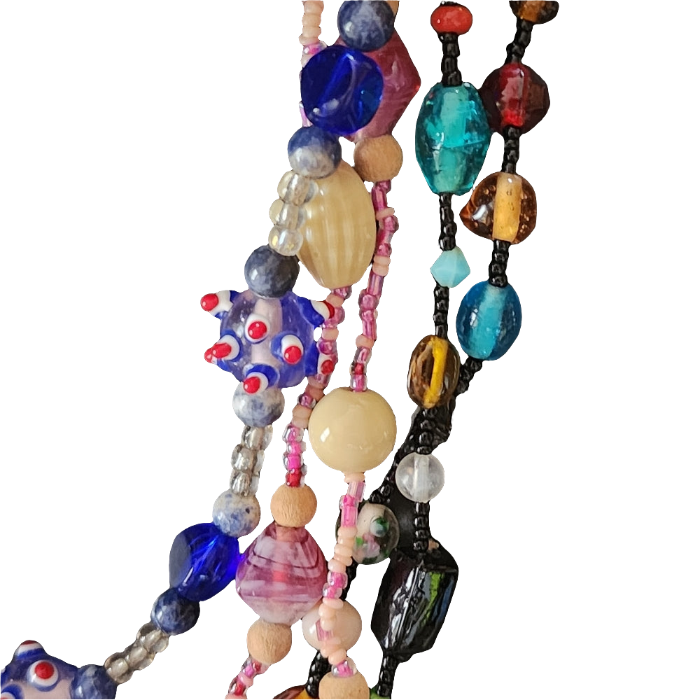 Vintage lot of three glass beaded necklaces art glass costume jewelry
