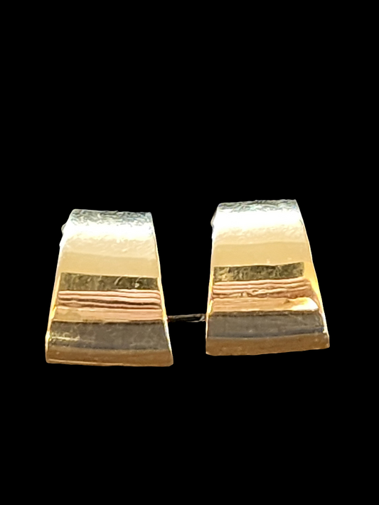 Designer clip-on earrings gold tone by St John retro