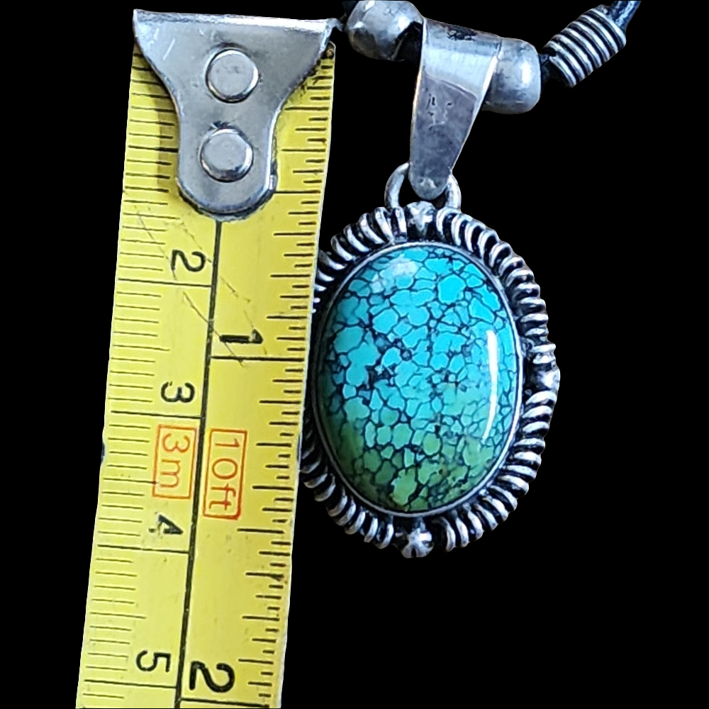 Vintage Native American Turquoise pendant by T Benally Navajo jewelry spider web