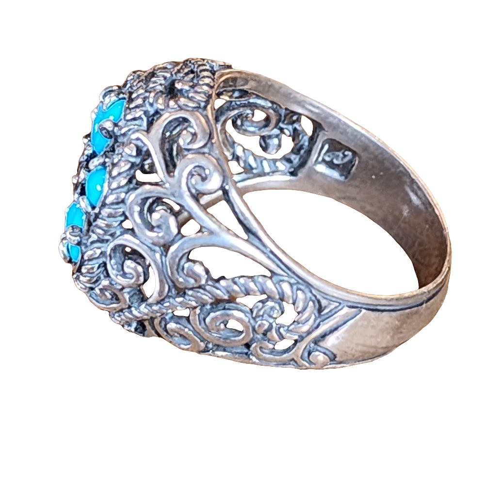 Sterling Silver Carolyn Pollack Relios Sleeping Beauty Turquoise ring si…